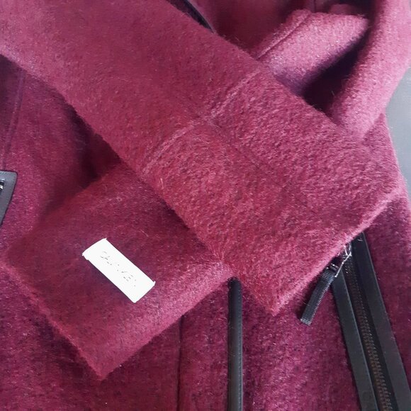 Calvin Klein SZ M Wine Mid Length Zippered Women's Winter Coat - Picture 5 of 16